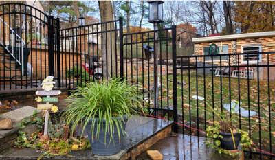 Aluminum w/ Arched Gate (Stepped) fence installation in New Jersey | Fence Pro by Bruno