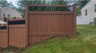 Vinyl Custom (Stepped) fence installation in New Jersey | Fence Pro by Bruno