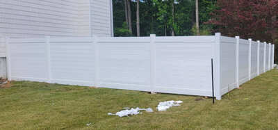 Vinyl Horizontal (White) fence installation in New Jersey | Fence Pro by Bruno