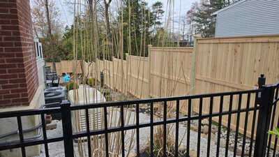 Cedar Tongue & Groove (6' - Stepped) fence installation in New Jersey | Fence Pro by Bruno