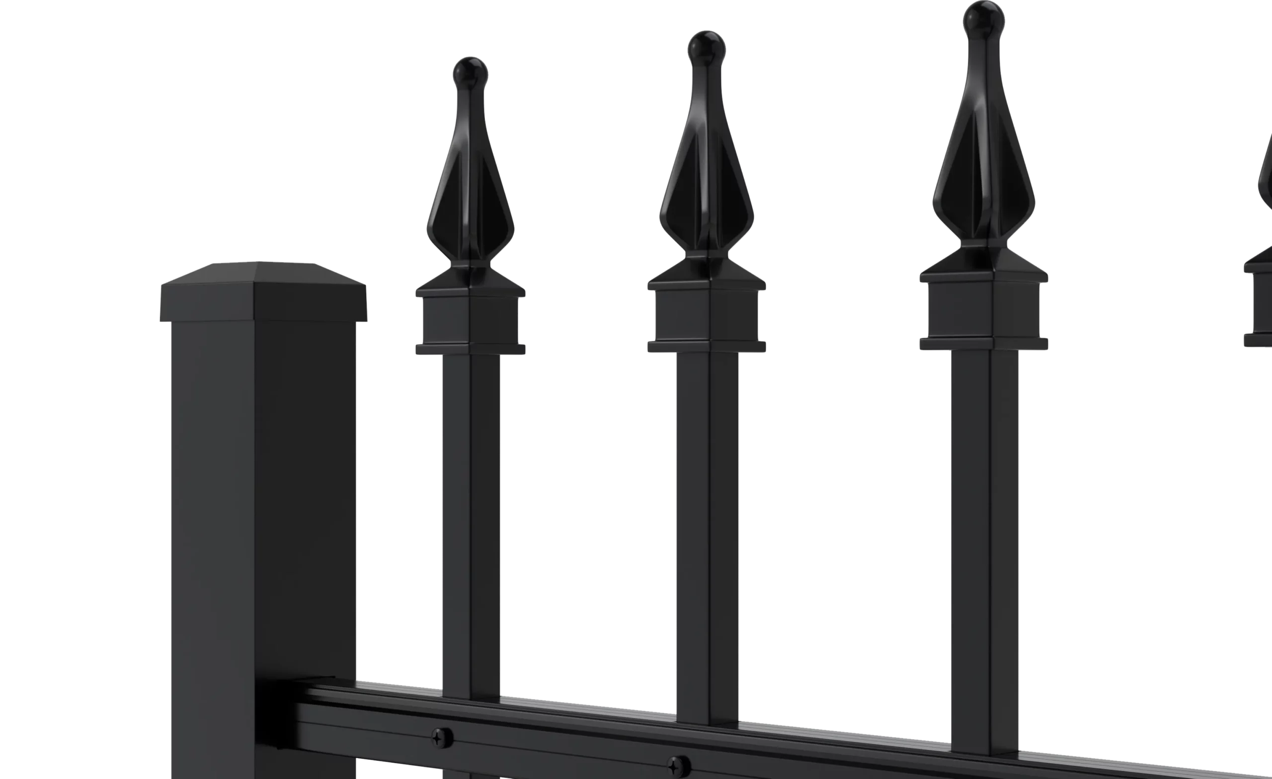 Catalyst Orleans aluminum fence in matte black