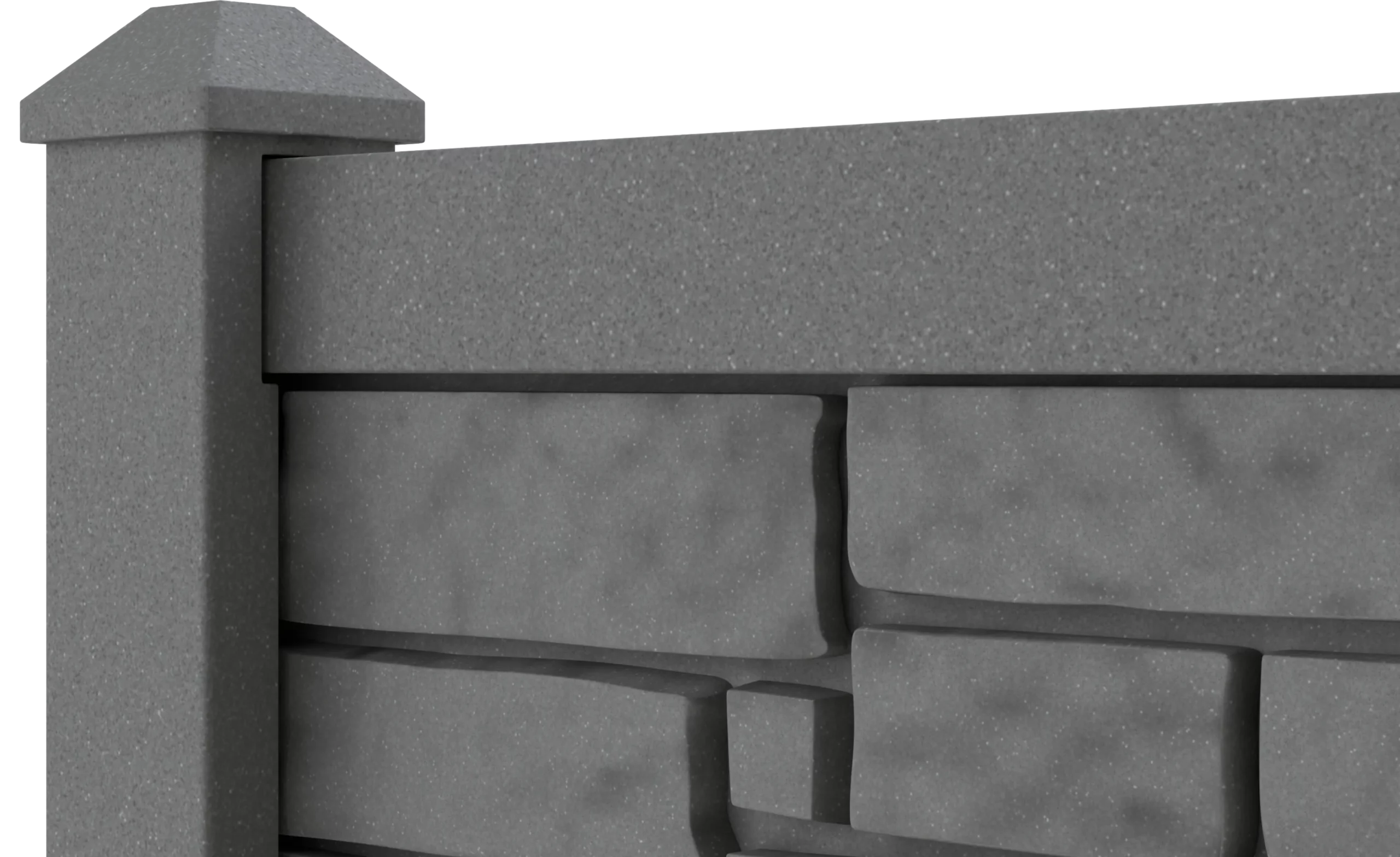 Catalyst Boulder SimTek molded stone-look privacy fence in Dark Gray Granite