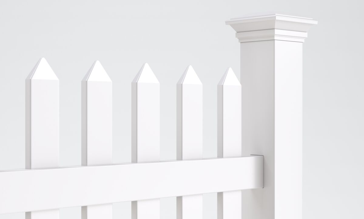 Catalyst Nantucket classic spade-top picket vinyl fence in white