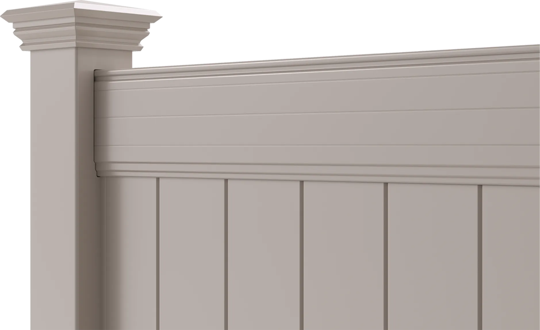 Catalyst Newbury solid vertical vinyl privacy fence in Weathered Blend
