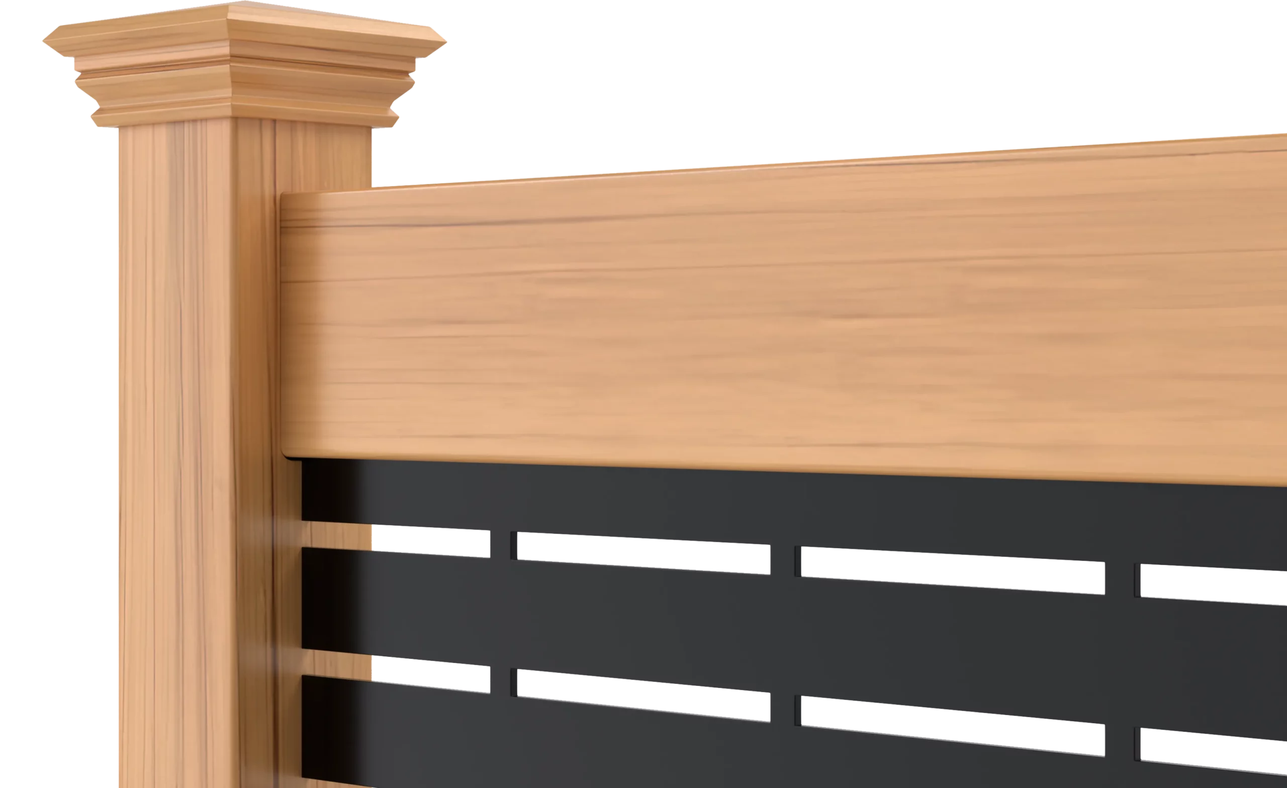 Catalyst Savannah horizontal vinyl privacy fence with decorative screen top in Cypress