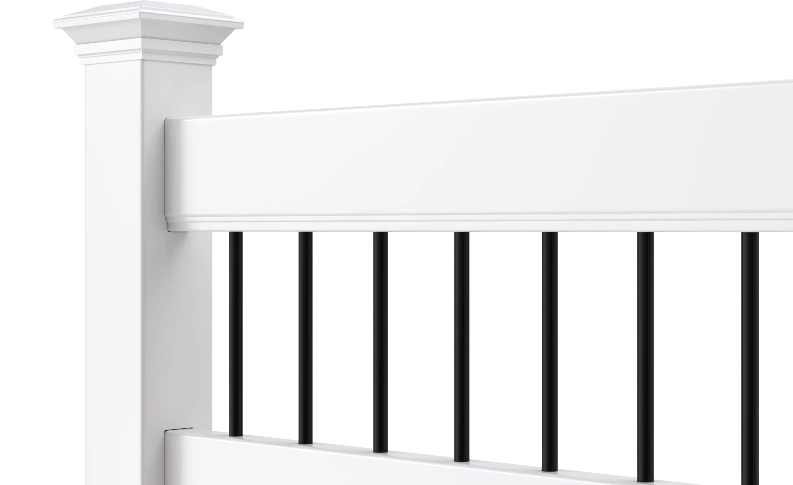 Catalyst Stockton vertical vinyl privacy fence with aluminum spindle top in white