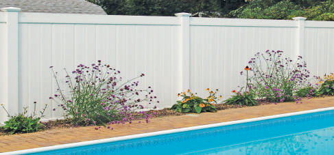 Interstate Oklahoma tongue-and-groove vinyl privacy fence in white